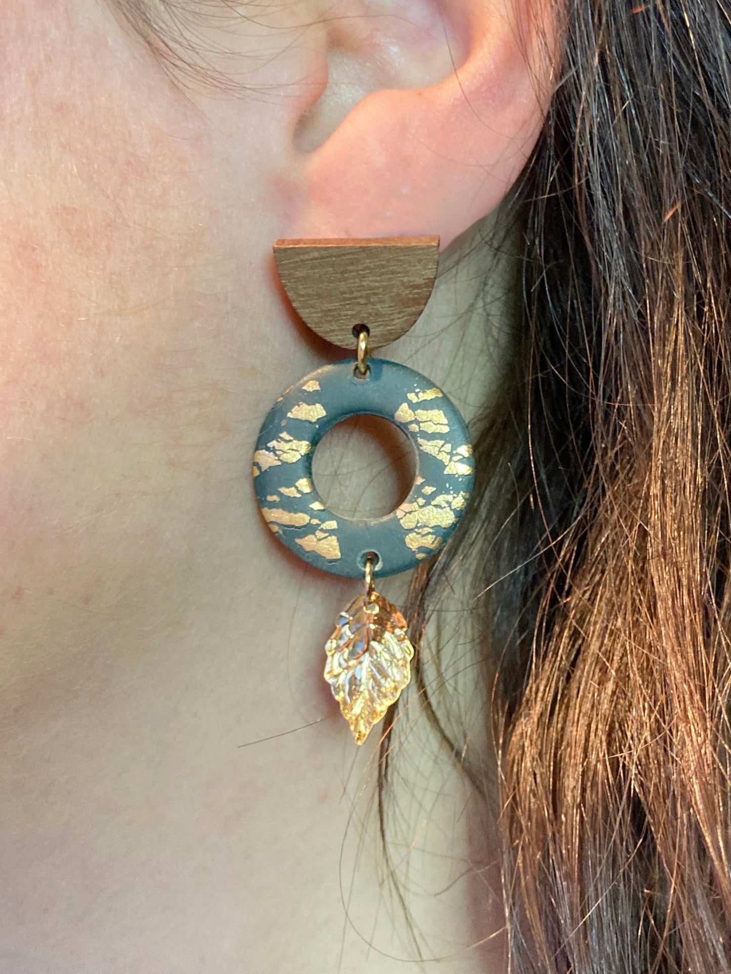 Oorbellen 'sparkle & leaf'