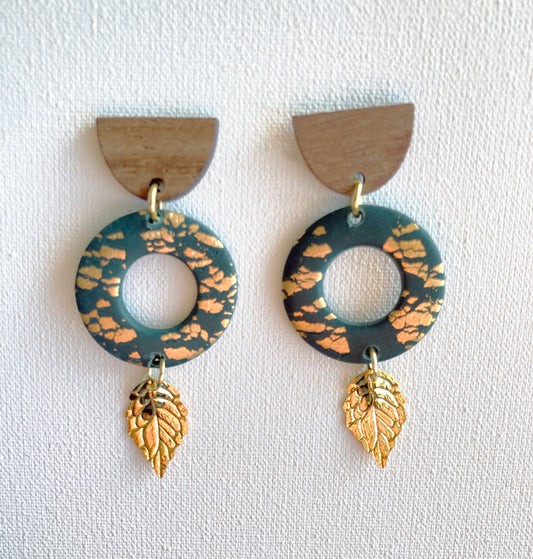 Oorbellen 'sparkle & leaf'