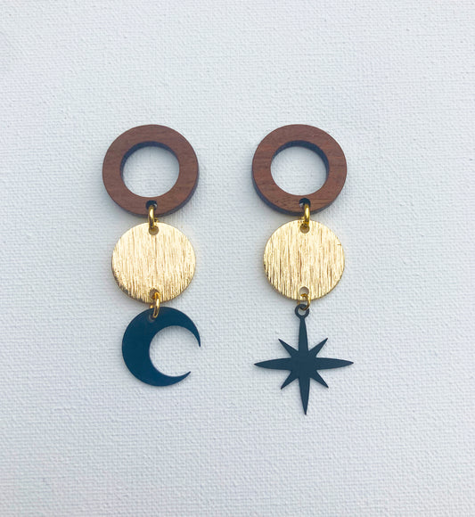 Oorbellen 'magic star & moon'