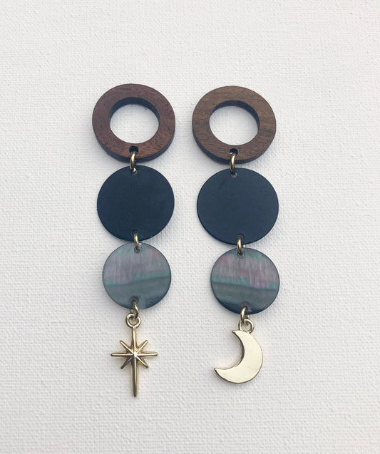 Oorbellen 'shell star & moon'