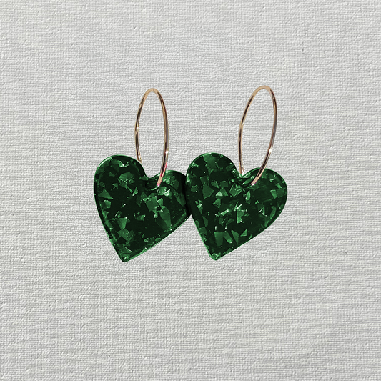 Hoop met hart 'Glittery Green'